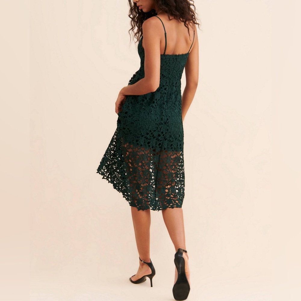 ASTR The Label • Green Lace A-Line Midi Dress - Picture 3 of 16
